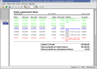 Tisk - Kniha faktur